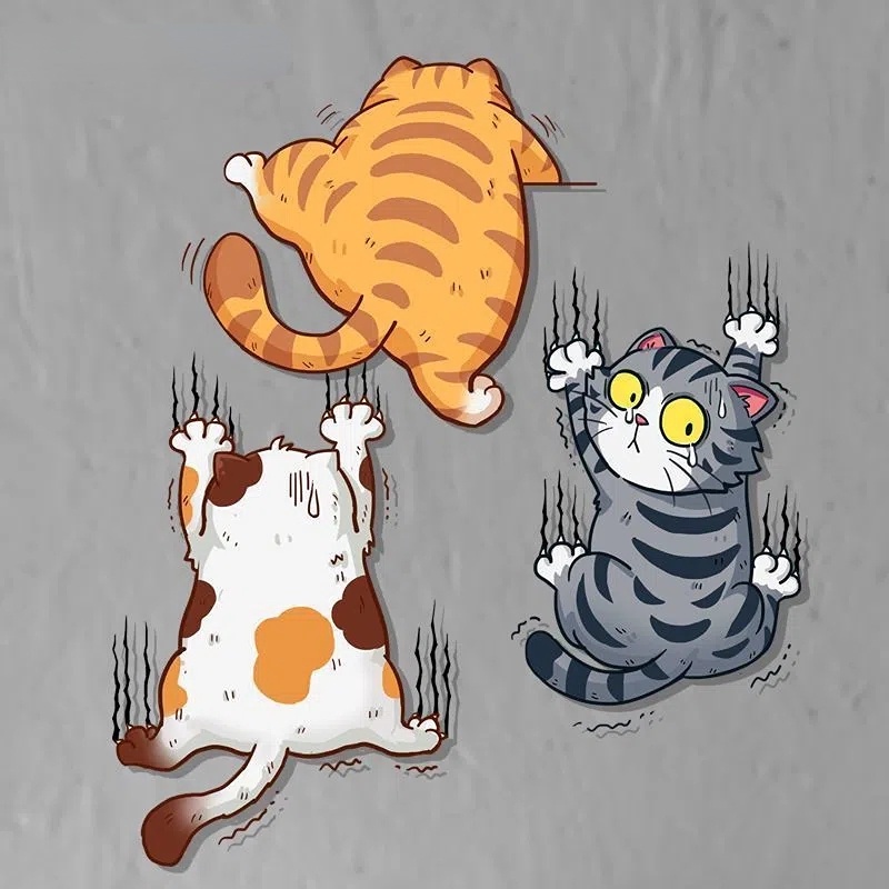 Nhãn Dán Vinyl Họa Tiết Mèo Hoạt Hình Chống Trầy Xước Trang Trí Xe Hơi