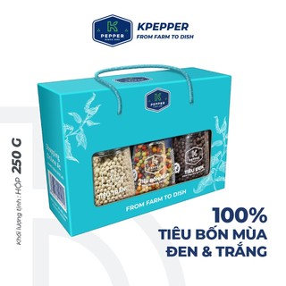 Combo Vua tiêu K Pepper gồm 3 loại tiêu bốn mùa, tiêu đen, tiêu trắng