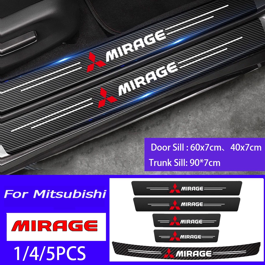 Miếng Dán Cửa Xe Hơi Bằng Da Sợi Carbon Chống Trầy Cho Mitsubishi Mirage G4 G5 G3 RalliArt