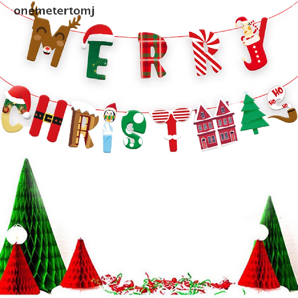 1 Dây Cờ Treo Trang Trí Giáng Sinh In Chữ Merry Christmas