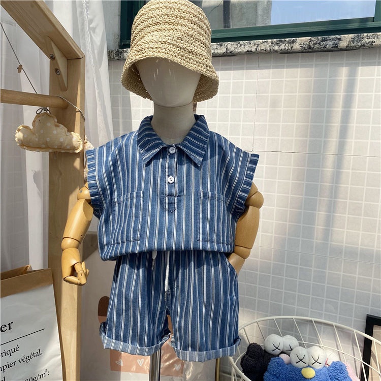 Áo Sơ Mi Denim Không Tay Họa Tiết Sọc Caro Thời Trang Mùa Hè Cho Nam Và Nữ