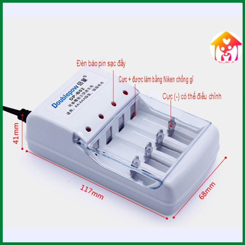 Bộ Sạc Pin Doublepow DP-B02 Chính Hãng Có Thể Sạc Từ 1 Đến 4 Viên Pin AA/ AAA-Bộ Sạc Pin AA / AAA