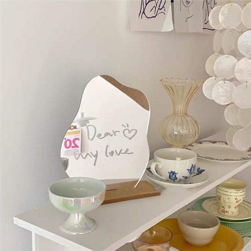 Gương để bàn phong cách châu âu các màu hình trái tim và hình bầu dục ( 2 mẫu 4 màu) (GƯƠNG 2 MẶT)