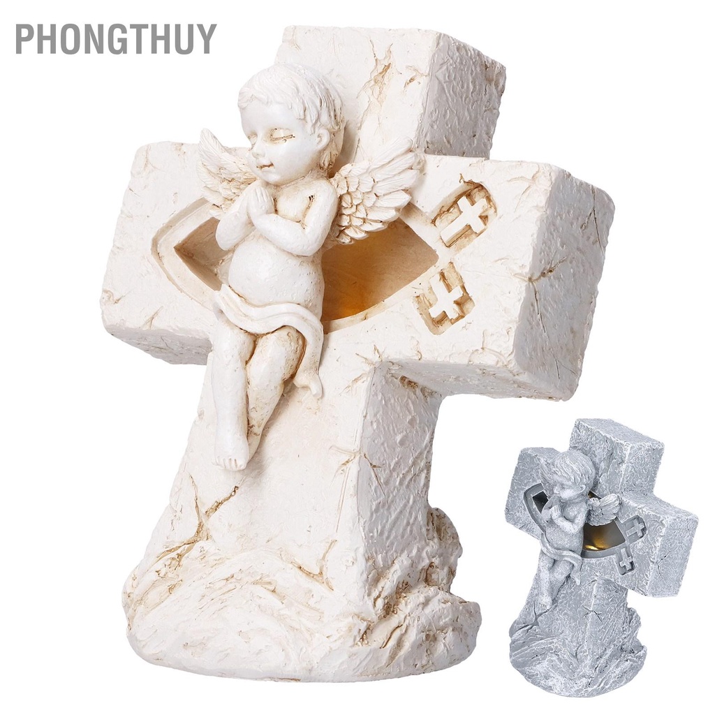 PhongThuy Tượng thiên thần Thiết kế rỗng Ngoại hình dễ thương Thân thiện với môi trường Nhựa Ánh sáng Điêu khắc Chúa giáng sinh để trang trí Quà tặng