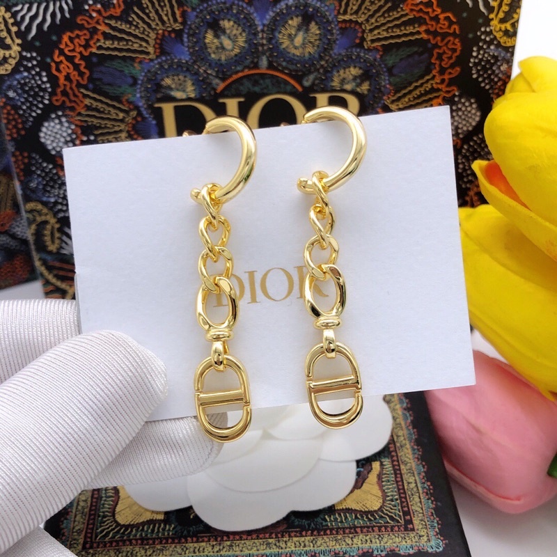 Trang sức bông tai nữ bạc 925 mạ vàng cao cấp CD Dior