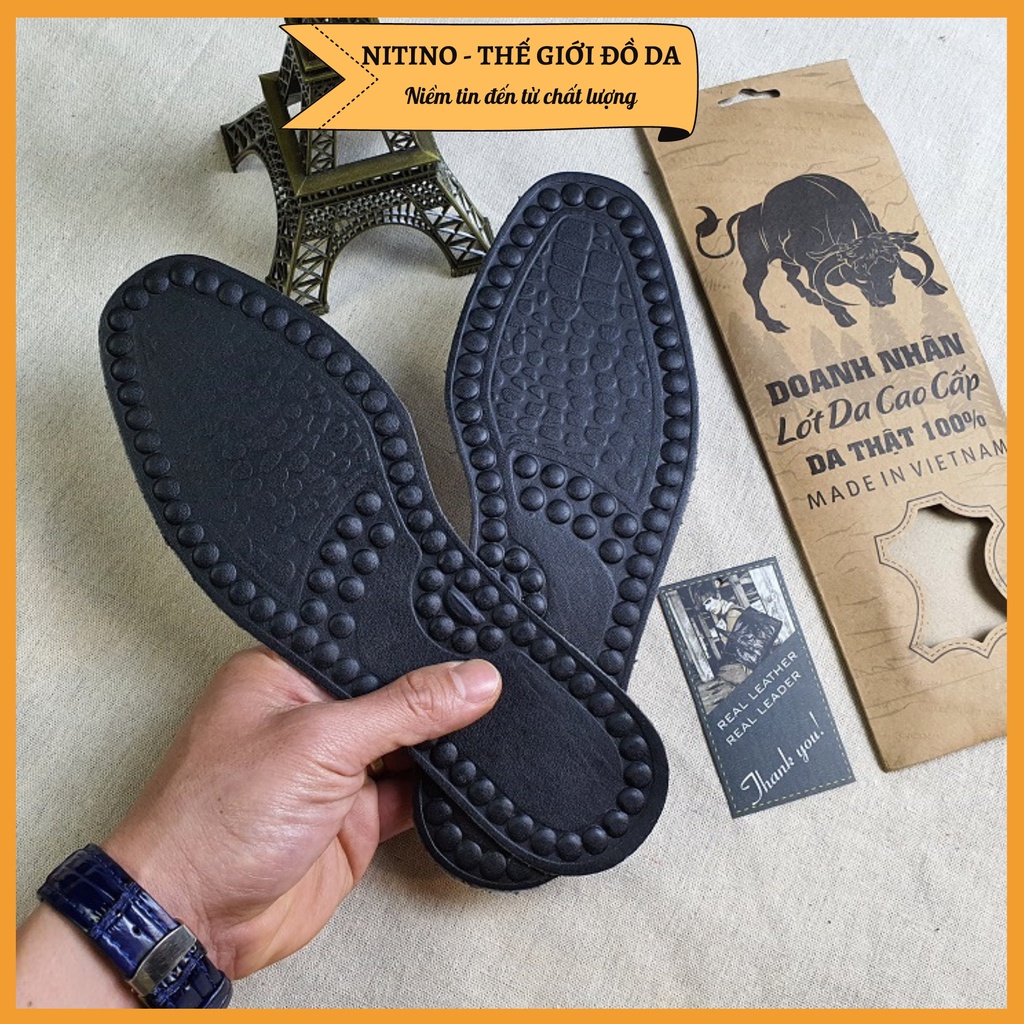 Lót giày da nam chất liệu da bò thoáng khí, thấm hút tốt khử mùi hôi size 40 - 42 LG01