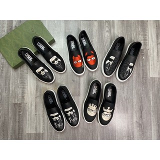 Giầy slipon Karl dân chơi logo thêu chữ ký LA - Giày Karll ông già đeo kính full size