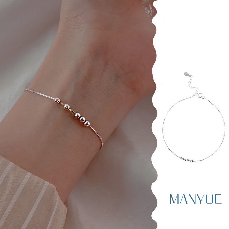 MANYUE Vòng tay chuỗi hạt bạc sterling thời trang tinh tế thích hợp làm quà tặng cho bạn nữ