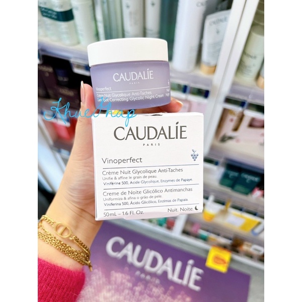 Kem Dưỡng Ban Đêm Trắng Sáng Da, Ngừa-Mờ Thâm Nám Caudalie Vinoperfect 50ml hàng Pháp