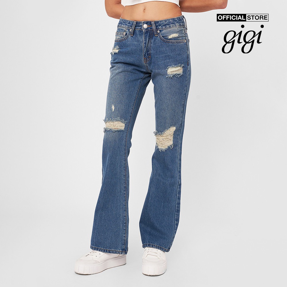 [Mã BMLT30 giảm đến 30K đơn 299K] Gigi - Quần jeans nữ ống loe rách gối thời trang G3104J211306-57