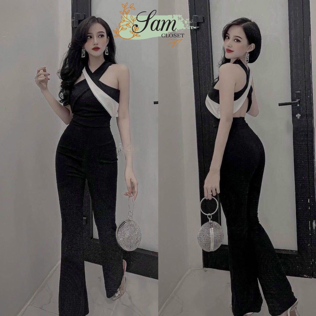 [Mẫu Mới] Jumpsuit Nữ Cổ Yếm Ống Rộng Có Mút Ngực Thời Trang Nữ Sam Closet | BigBuy360 - bigbuy360.vn