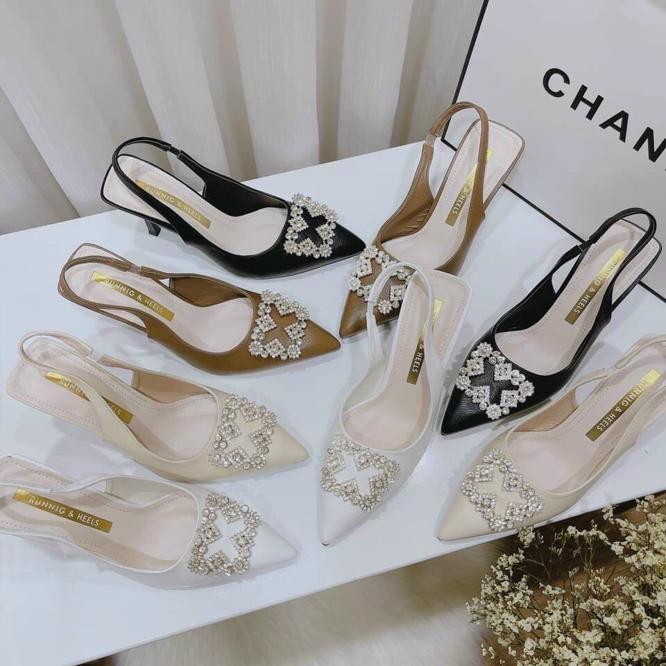 [Siêu Sale]  MÃ G32 GIÀY CAO GÓT NỮ KHÓA ĐÁ ( ĐÃ CHỮ X) DA LỲ  GÓT NHỌN CAO 7P SANG CHẢNH - FORM RỘNG ĐẶT LÙI SIZE