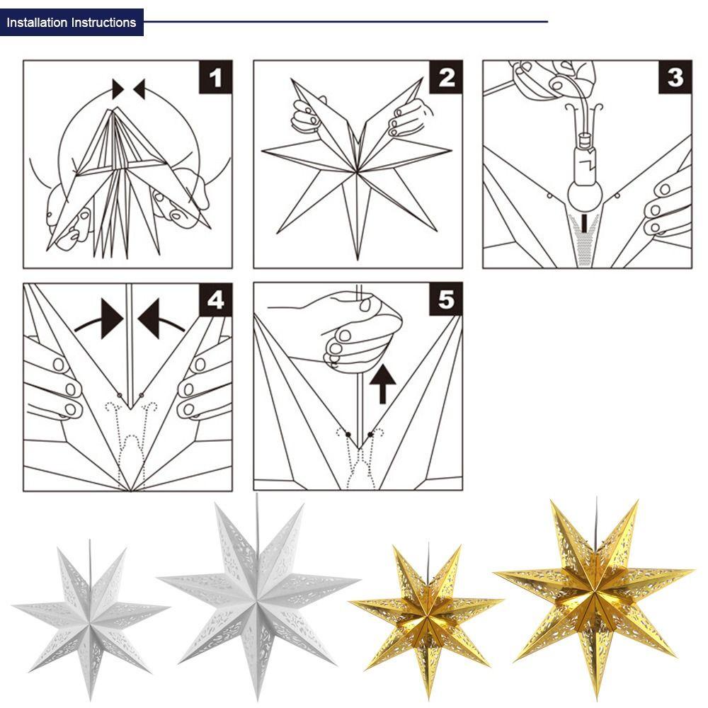 KUNHEV Chụp Đèn Bằng Giấy Hình Ngôi Sao Trang Trí Giáng Sinh / Quán Bar Mẫu