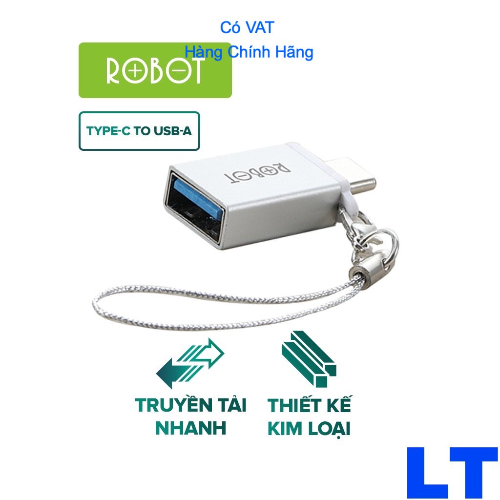 Đầu Chuyển Đổi OTG Cổng Type-C Sang USB 3.0 ROBOT RT-OTG04 - Chất Liệu Vỏ Kim Loại Chính Hãng