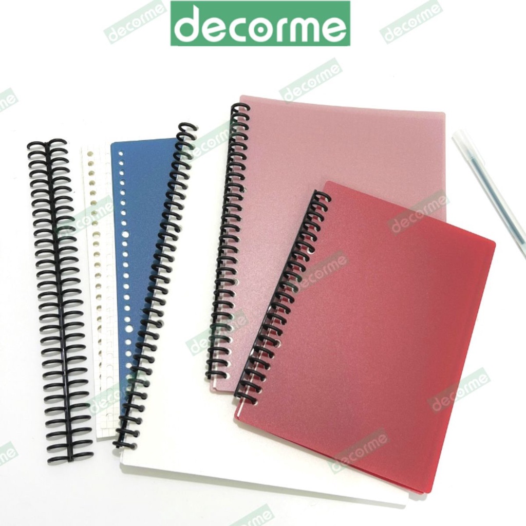 Vở còng retro Decorme sổ còng nhựa lò xo caro kẻ ngang A4 B5 A5 định lượng 100gsm có thể thay giấy tiện dụng