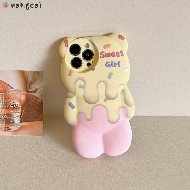 Ốp Điện Thoại Mềm Chống Sốc In Hình Que Kem / Gấu 3D Cho iPhone 14 Plus 14 13 12 11 Pro Max