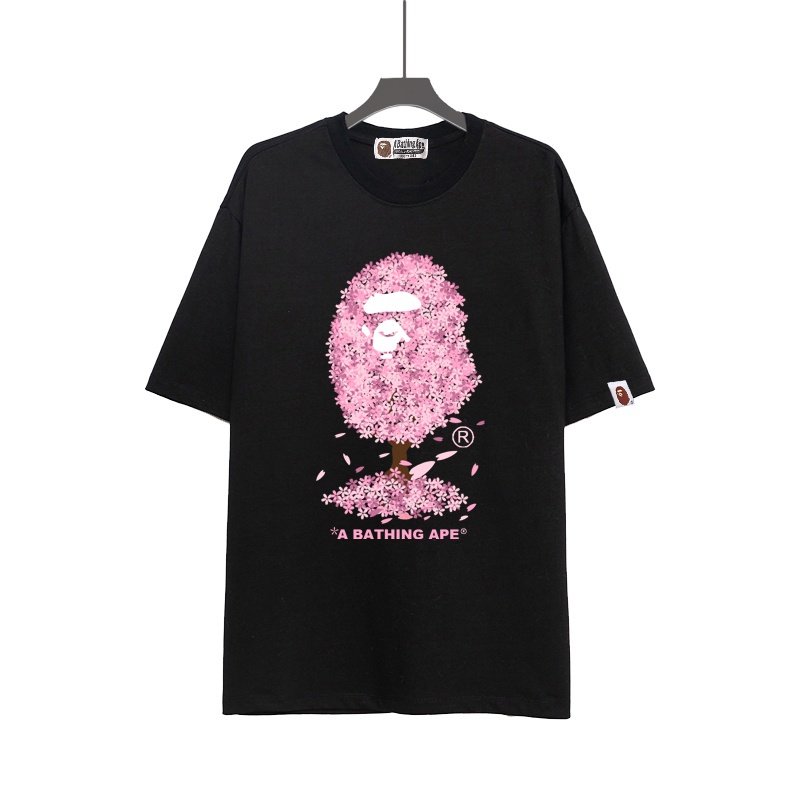 Bap * * Áo Thun Tay Ngắn Dáng Rộng In Hình Đầu Người Hoa Anh Đào Nhật Bản Giới Hạn Thời Trang Mùa Hè Giản Dị