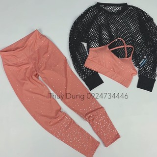 Set chấm bi vảy sơn lấp la lấp lánh nhũ tập gym yoga