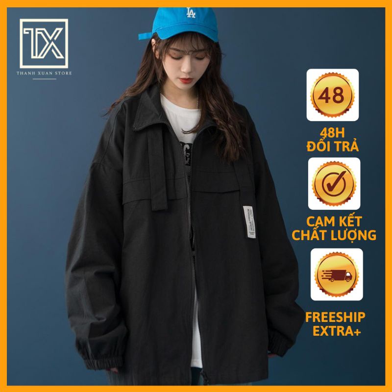 Áo khoác kaki Nam Nữ Unisex form rộng - Jacket chất kaki mịn, mát khóa zip