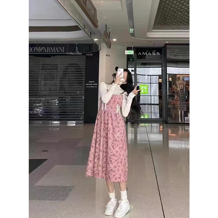 H.A.N STORE  CÓ SẴN - Váy/ Đầm yếm tiểu thư dài hai dây may ren siêu xinh - 3 ẢNH THẬT Ở CUỐI