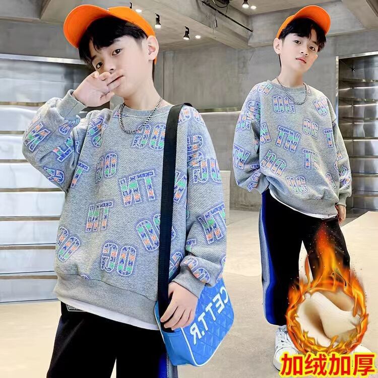 Áo Sweater Lông Cừu Phong Cách Đường Phố Thời Trang Xuân Thu Mới Dành Cho Bé Trai 120-170CM