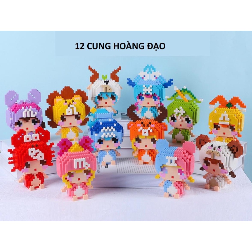 (Tặng Búa)Lego 12 Cung Hoàng Đạo - Mô Hình Tự Lắp Ráp Trang Trí Decor