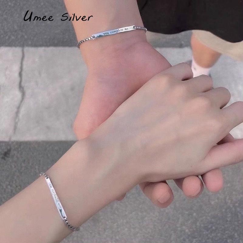 Vòng Tay Đôi Nam Nữ Umee Silver, lắc tay đôi chất liệu bạc 925, khắc tên theo yêu cầu(1 chiếc)