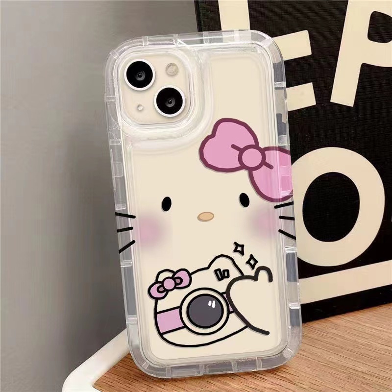 Ốp Điện Thoại TPU Silicone Mềm Trong Suốt Chống Sốc In Hình Hello Kitty Cho IPhone 14 13 12 11 Pro Max XS XR X 8 7 6S Plus