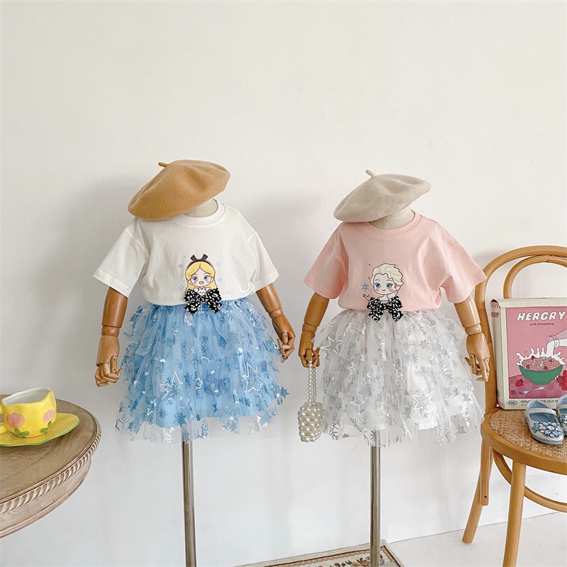 Áo Thun Tay Ngắn In Họa Tiết Công Chúa Hoạt Hình 3D Dễ Thương Thời Trang Mùa Hè Cho Bé Gái