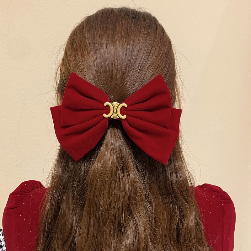 Kẹp Tóc Nơ Bằng Nhung Thời Trang Hàn Quốc Dành Cho Bạn Gái