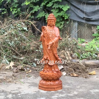 Tượng phật quan thế âm phật bà quan âm cao 40cm gỗ hương cực sắc nét