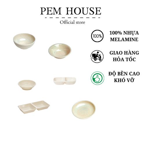 Chén Chấm Nhựa Melamine Vân Đá Kem