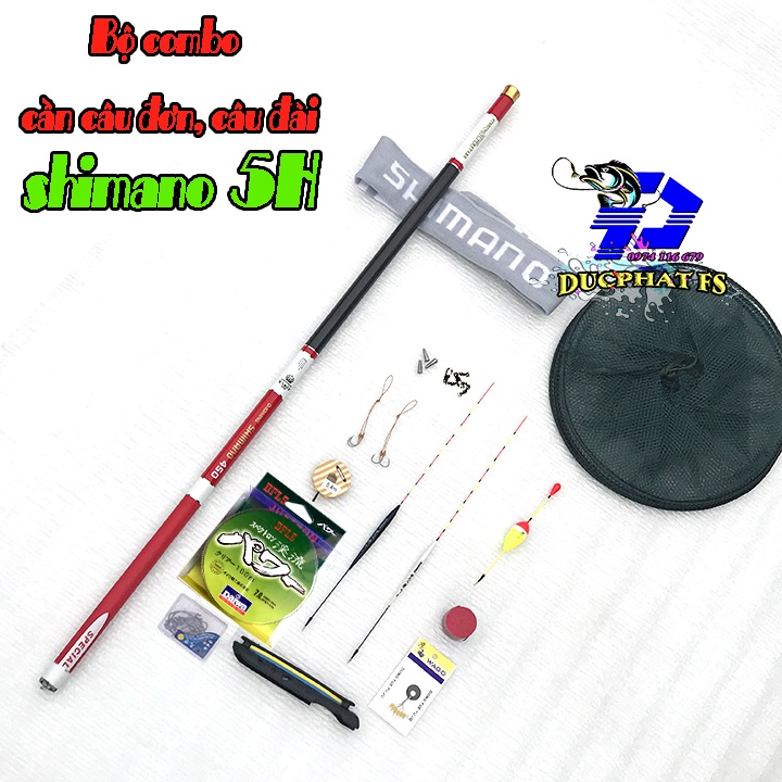 Bộ Cần Câu Tay 5H ( đọt ĐẦU ĐẶC ) 2 màu XANH, ĐỎ. nhấc tĩnh 1,5kg + Giỏ + Phụ Kiện