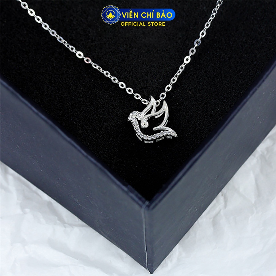 Dây chuyền bạc nữ thiên hạc đính đá chất liệu bạc 925 thời trang phụ kiện trang sức nữ Viễn Chí Bảo D400810