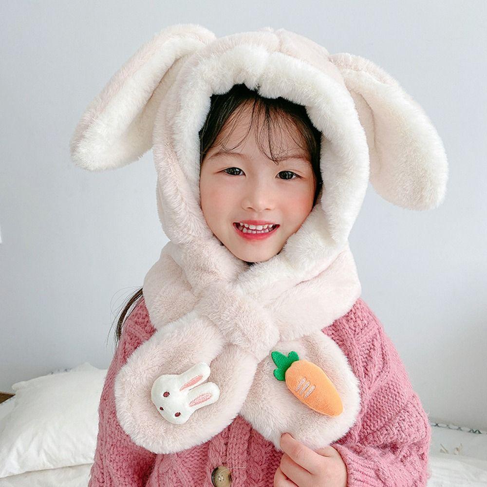 Needway Mũ Tích Hợp Khăn Choàng Lông Mềm Mại Chống Lạnh Hình Cà Rốt Tai Thỏ Thời Trang Mùa Đông Cho Bé