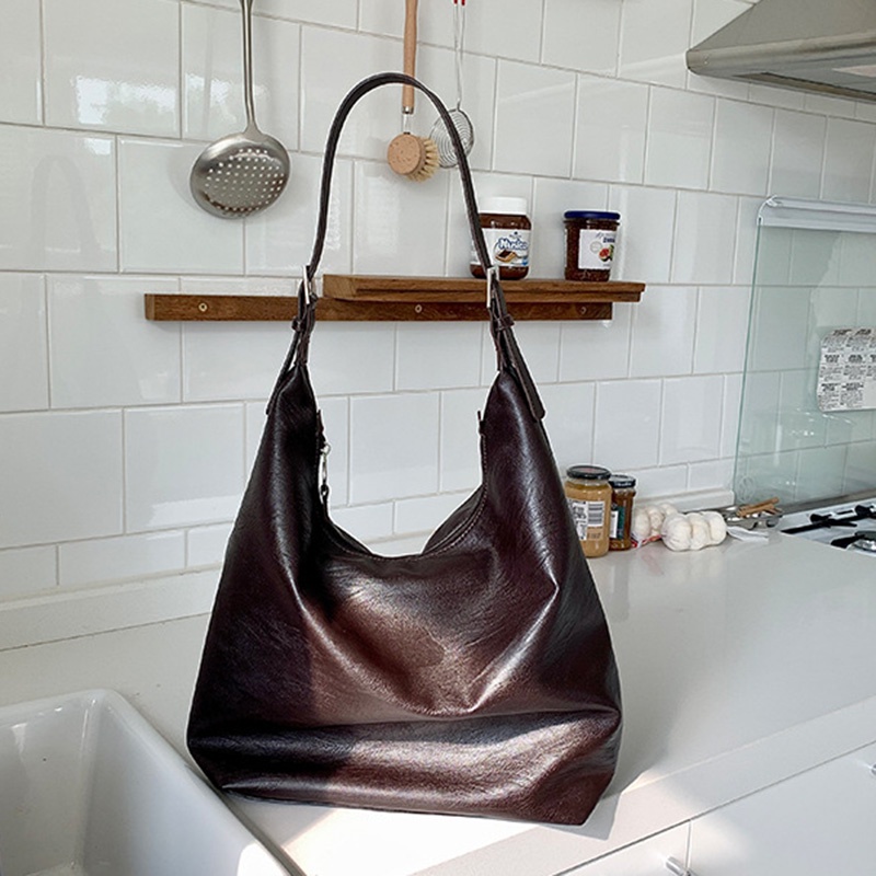 Túi Xách Đeo Vai Da Mềm Cỡ Lớn Phong Cách Hàn Quốc Đơn Giản Dành Cho Nữ