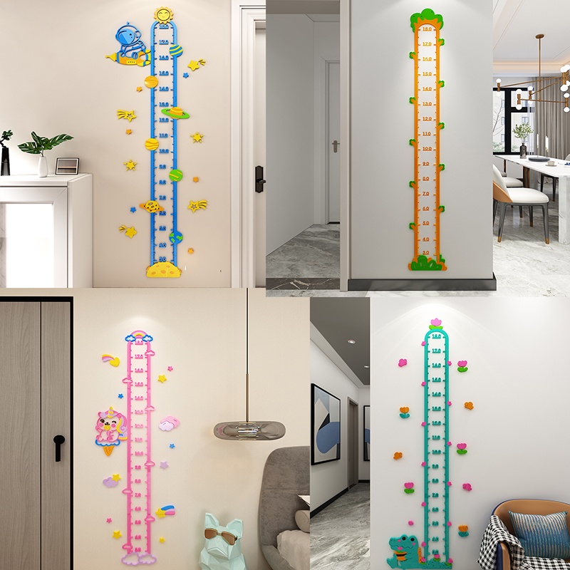 Hoạt Hình Chiều Cao Dán Bé Đo Chiều Cao Dán Tường 3D Acrylic Phòng Trẻ Em Nhà Trang Trí Dán Tường