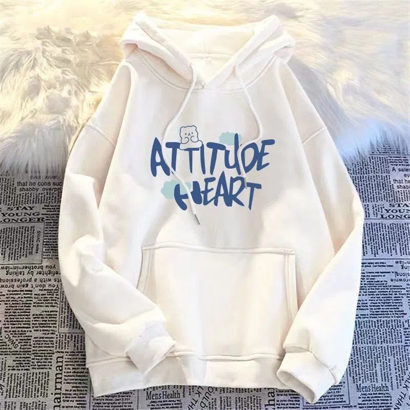 COZOK Áo Hoodie Tay Dài Form Rộng In Họa Tiết Thời Trang