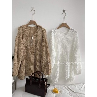 Áo len oversize cổ V Nana21 Nanastore
