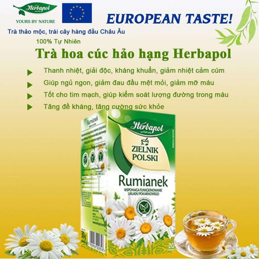 Trà Hoa Cúc Hảo Hạng HERBAPOL Thanh Nhiệt, Bổ Sung Vitamin Hộp 20gói x 2.5g