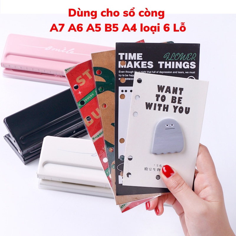 Bấm Lỗ Giấy Sổ Còng 6 Lỗ J ArtPens Dùng Cho Sổ Còng A7 A6 A5 6 Lỗ Tiện Lợi