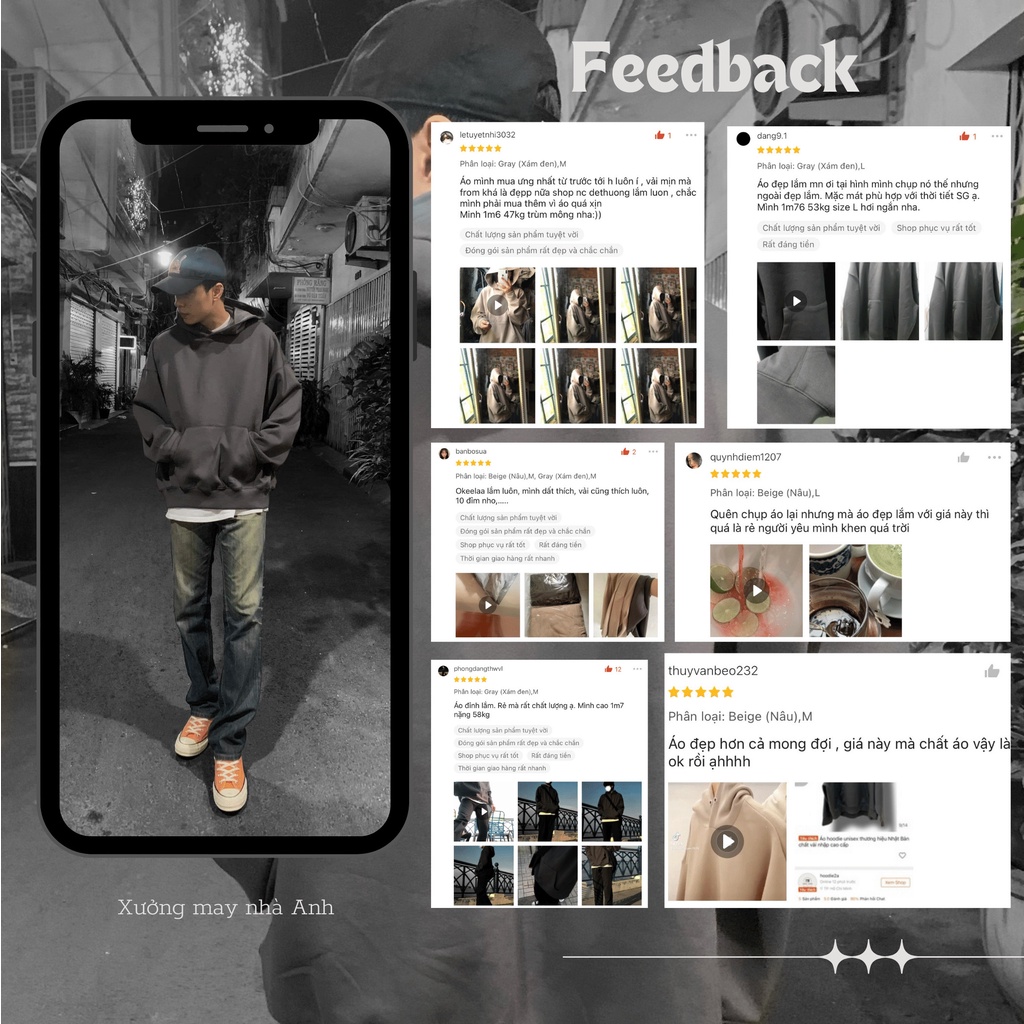 Áo hoodie unisex oversize thương hiệu Nhật Bản chất vải nhập cao cấp