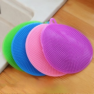 Miếng cọ rửa chén bát silicon tiện dụng 10cm - đa năng có quai treo tường