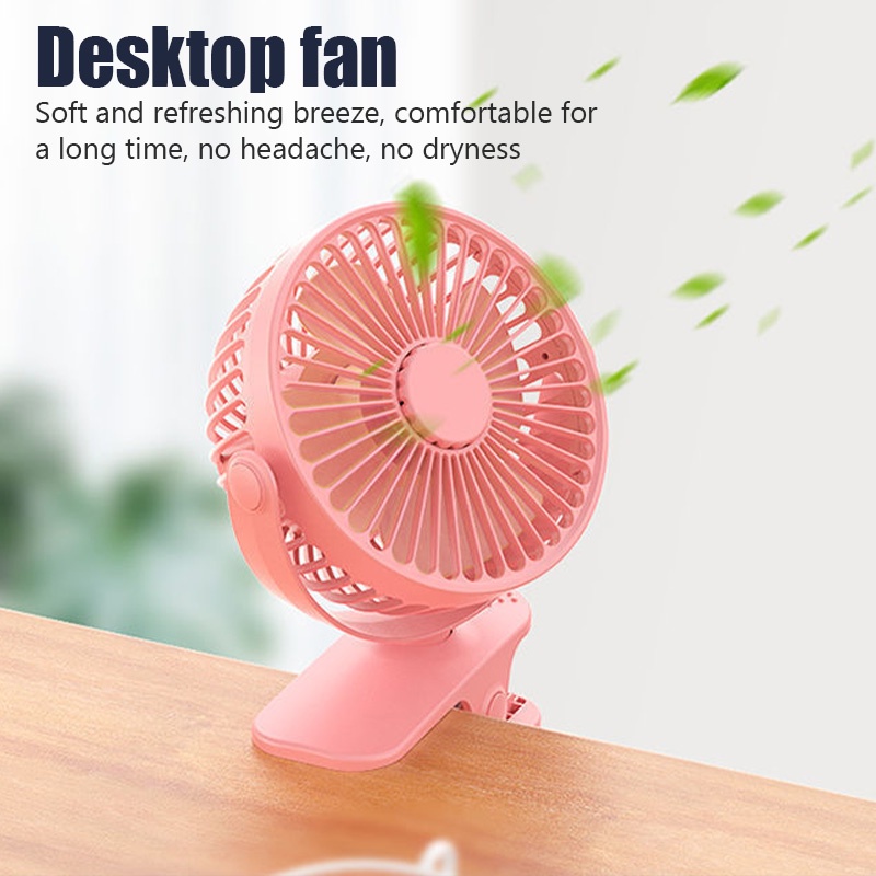 Quạt Làm Mát Mini Dạng Kẹp Để Bàn Không Gây Tiếng Ồn Có Cổng Sạc USB