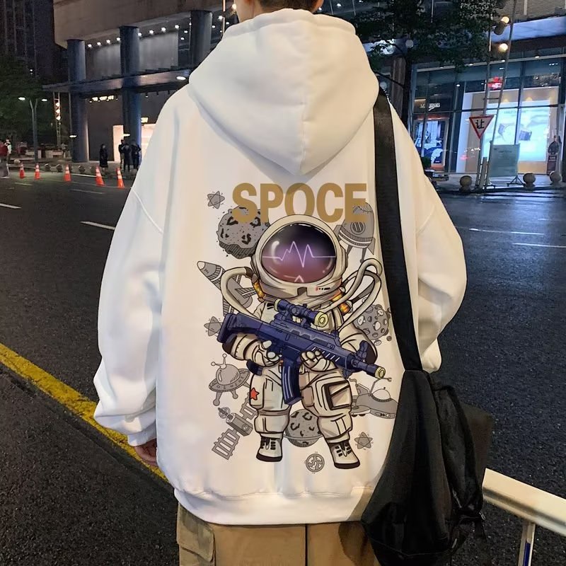 Áo Hoodie Dáng Rộng Tay Dài In Hình Phi Hành Gia Hoạt Hình Thời Trang Mùa Thu Cho Nam Và Nữ