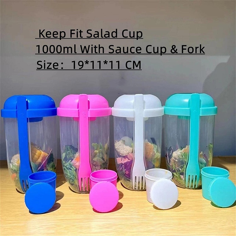 Khay Lắc Salad Kèm Nĩa Và Giá Đỡ Tiện Dụng Có Thể Tháo Rời