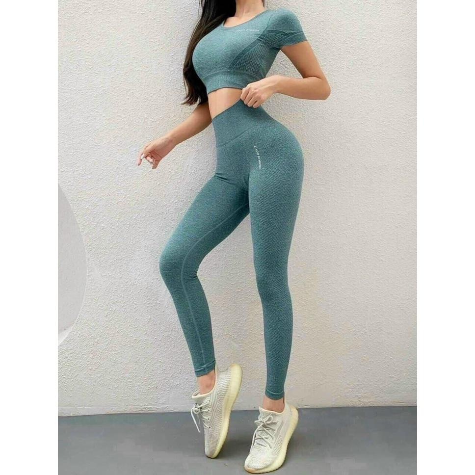 Bộ Dài Tập Dệt Kim Cao Cấp Quần Dài Và Áo Có Tay Dành Cho Nữ Tập Thể Thao Gym, Yoga, Aerobic