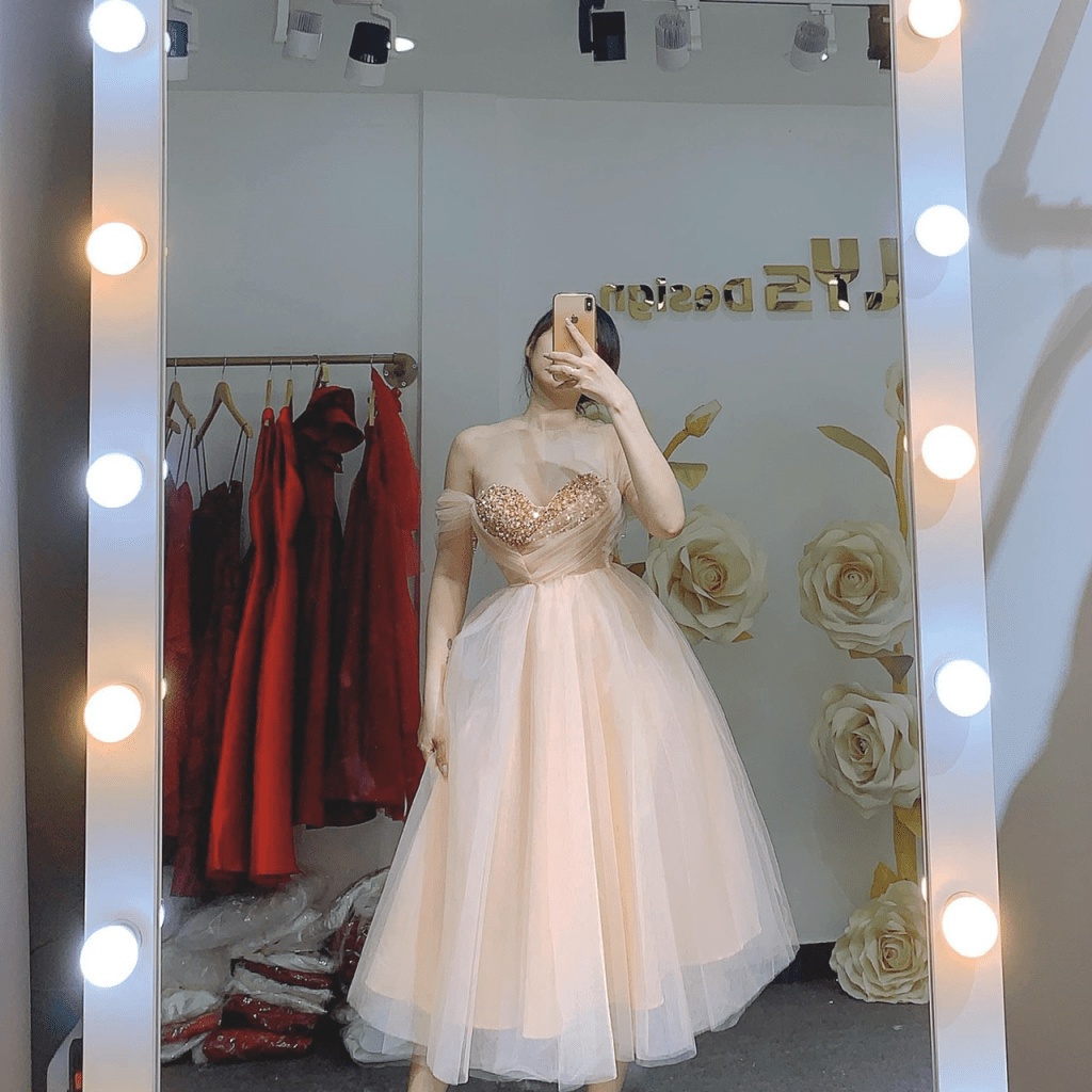 SIÊU SALE | ĐẦM LƯỚI PHỐI NGỰC KIM SA TAY NGẮN DÁNG XÒE SIÊU XINH UP SHOP HHP