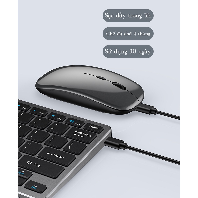 Bộ chuột và bàn phím đa kết nối  bluetooth + wireless 2.4G dùng sạc hỗ trợ máy tính, điện thoại, laptop