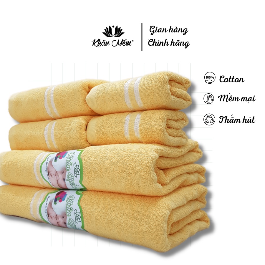 Bộ Combo 6 Khăn Cao Cấp Khăn Mềm Gia Đình 100% Cotton, Không Ra Màu, Không Xổ Lông, Thấm Hút Nước Siêu Tốt